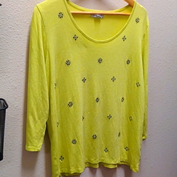 Liz Claiborne size XL bright green shirt with bling - Picture 3 of 5